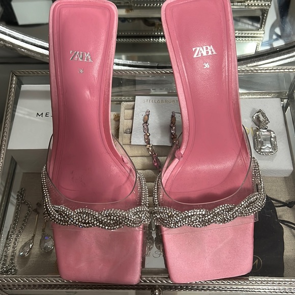 Zara Shoes Zara Sparkle Pink Kitten Heel Poshmark